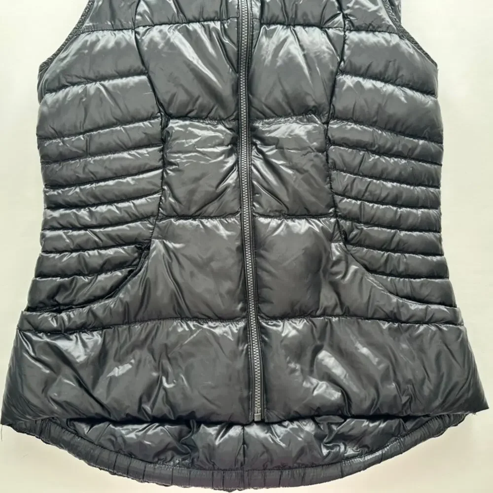 Lululemon Fluffin Awesome Goose Down Vest Shine Black Size 6 Puffer Winter Ski